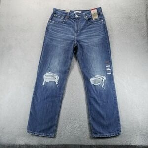 Levis Jeans Womens 31 Blue Low Pro Straight Relaxed Medium Wash Distressed